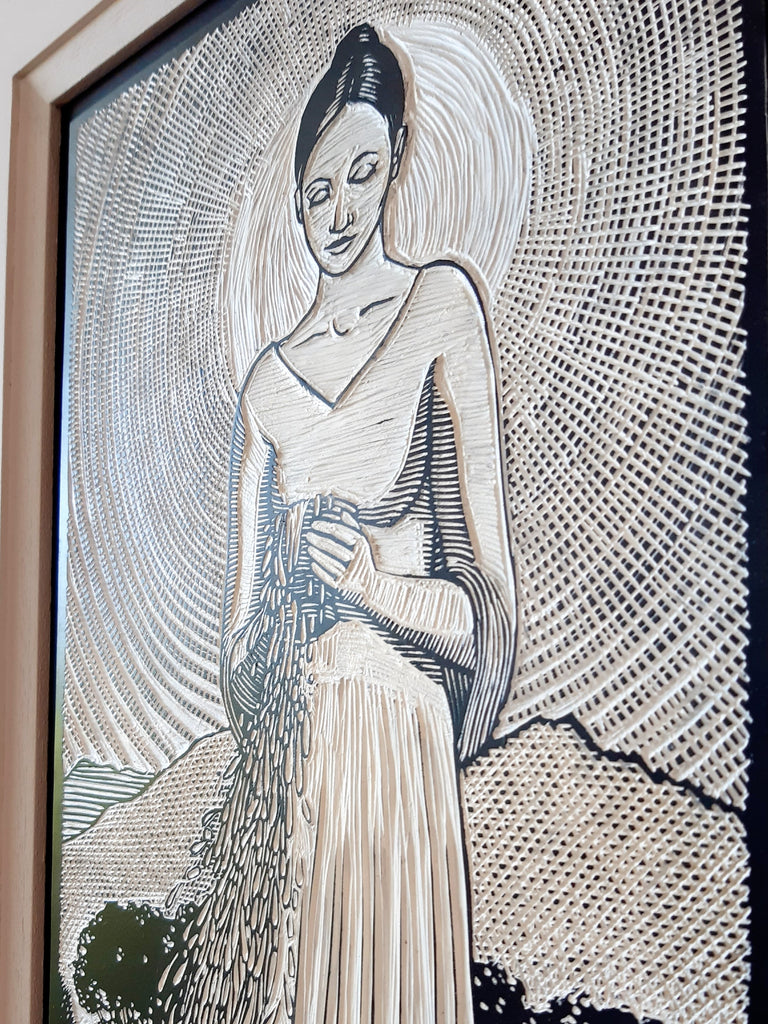 The Wine Bearer Linocut edition by Theo Paul Vorster