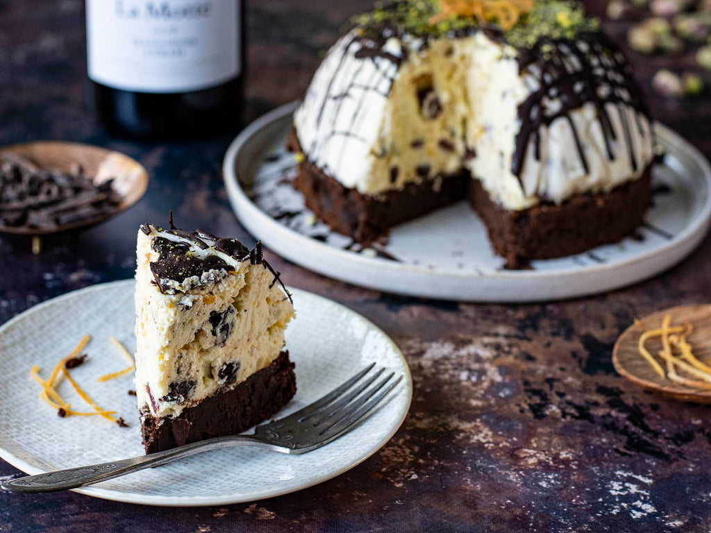 Dark and Decadent: Fruity Chocolate Brownie Bombe