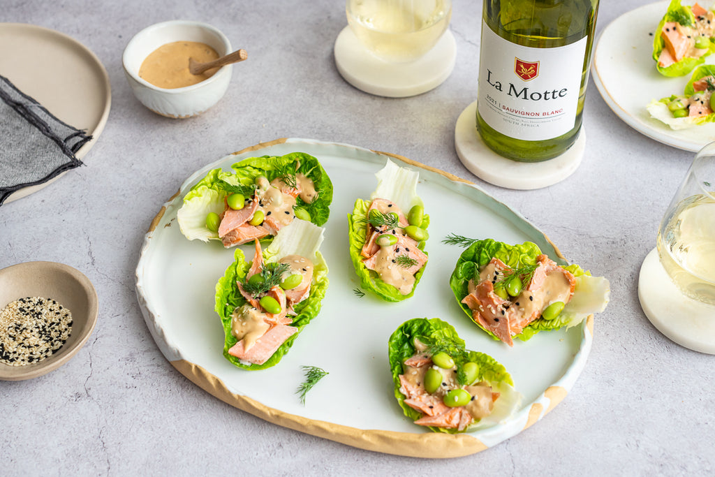Lettuce Wraps with Rainbow Trout and Wafu Dressing