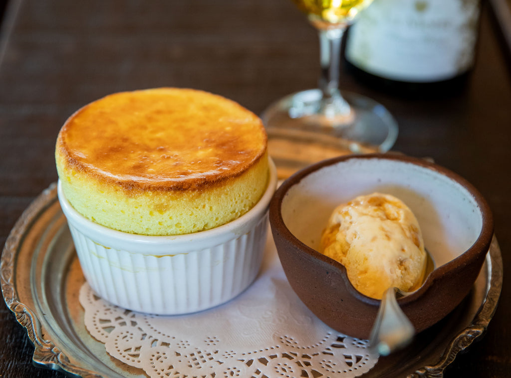 Orange Soufflé with Vanilla Ice cream