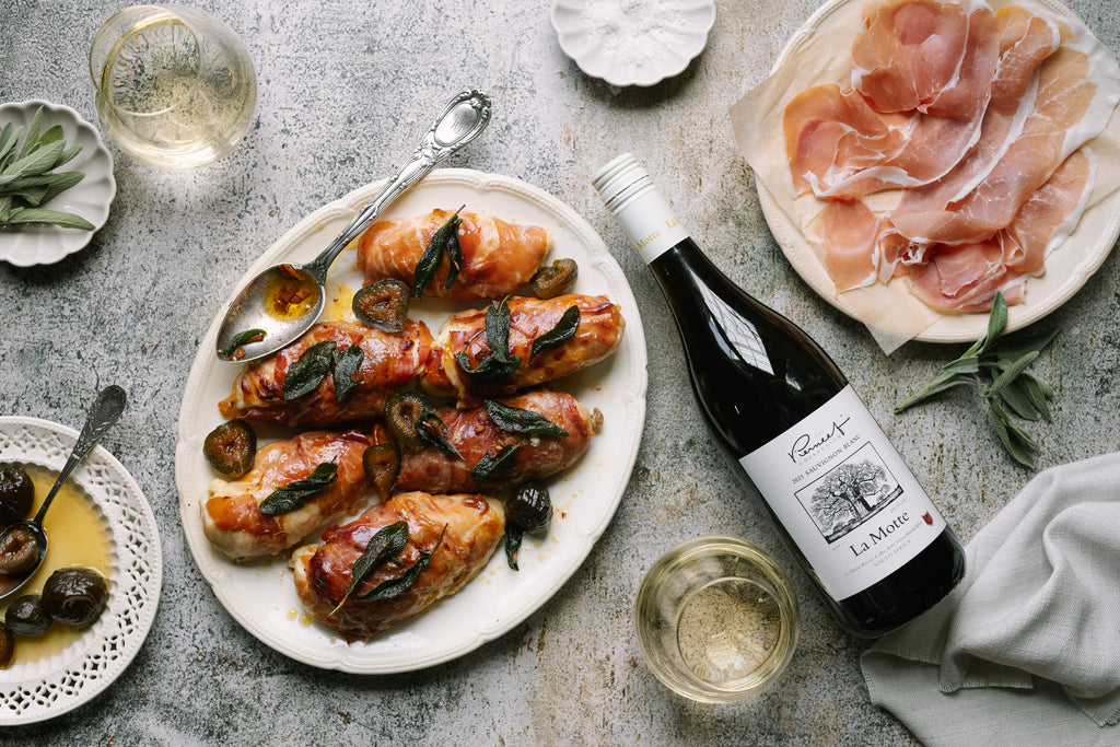 Prosciutto wrapped Chicken Breast with Ricotta & Green Fig Stuffing