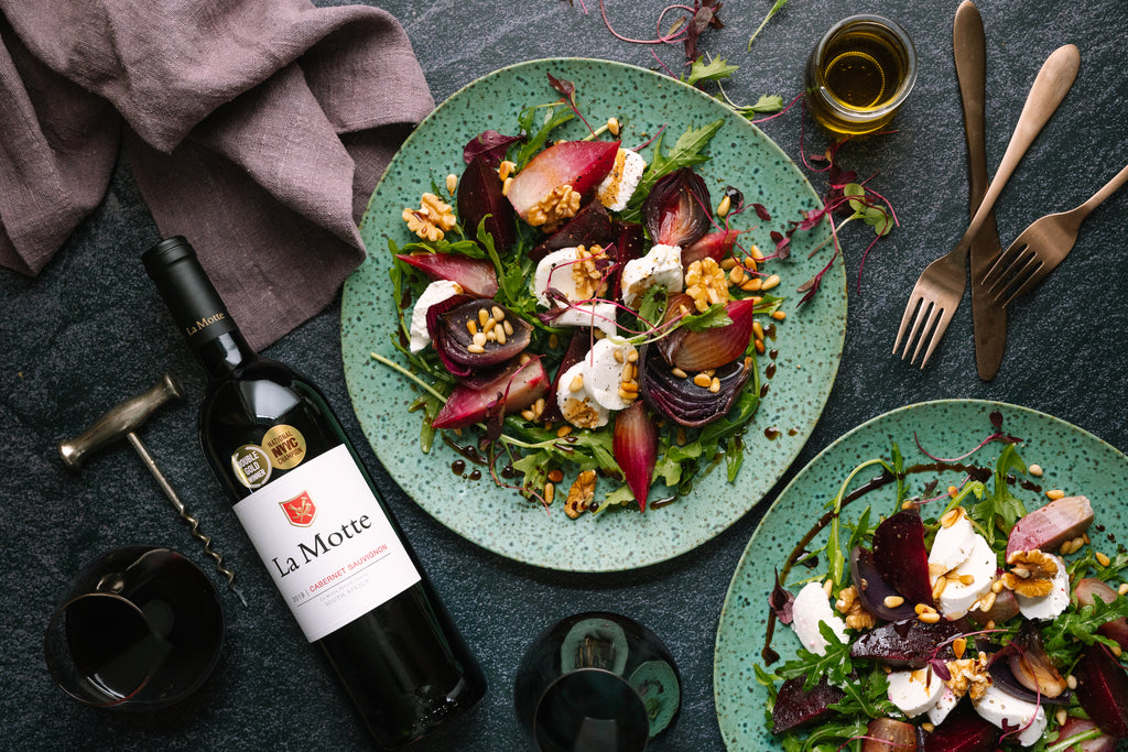 Serious Salad: Roasted Beetroot & Caramelised Onion Salad with Goats Cheese, Pine Nuts & Wild Rocket