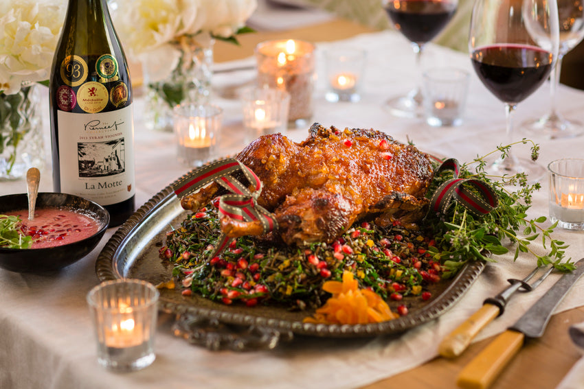 Ginger-and-cumin-glazed whole roast duck