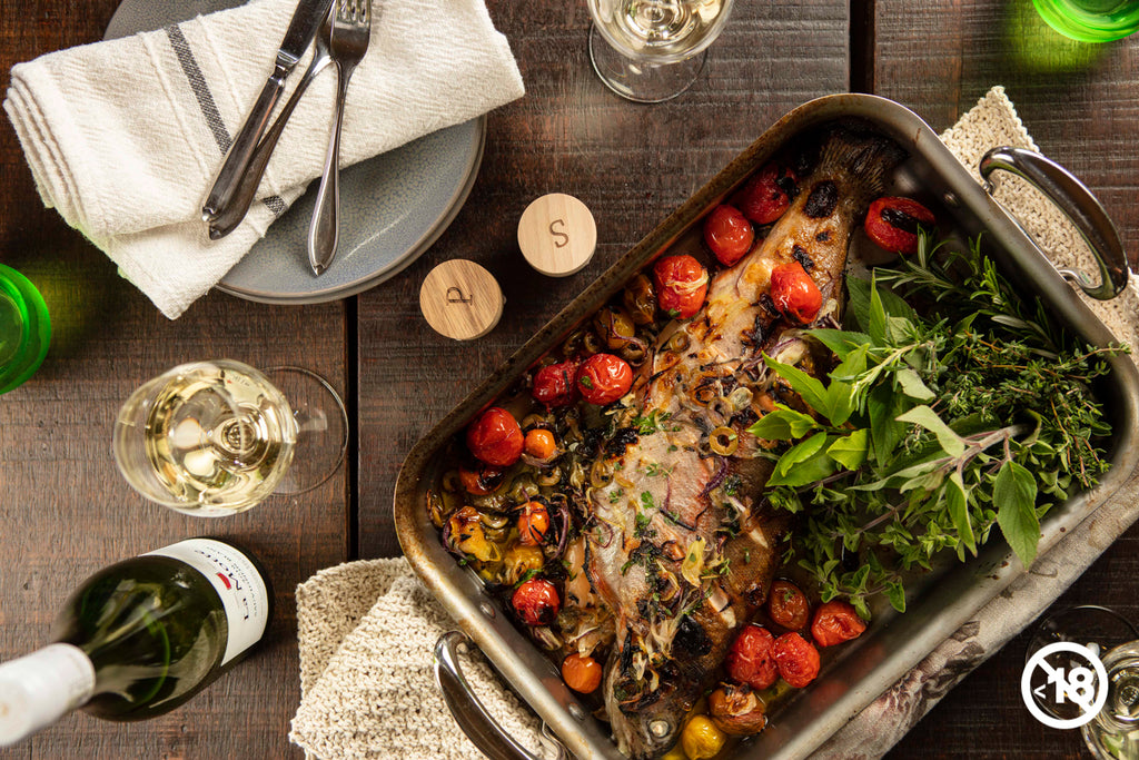 Recipe for Whole-Baked Rainbow Trout with Tomato and Olives