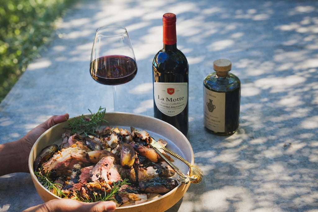 Braai’d Lamb Rump with Peppered Red Wine and Balsamic Reduction