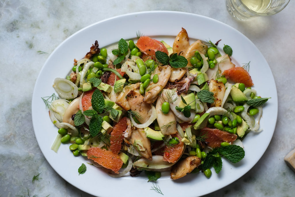 Seared Squid, Blood Orange & Fennel Salad