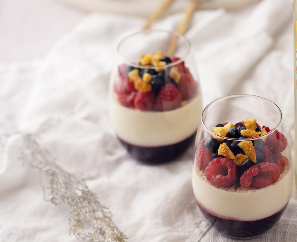 Vanilla Mascarpone Panna Cotta with Macerated Berries