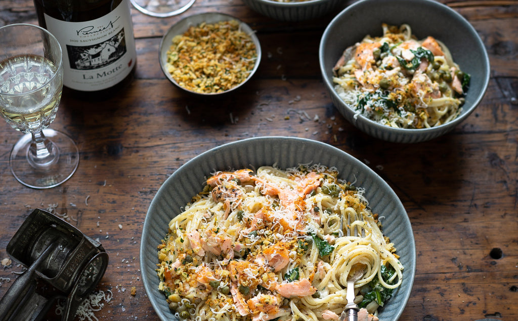 Creamy Salmon Pasta with Spinach and Capers
