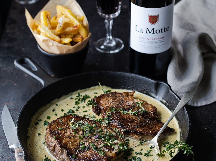 Recipe for Pork Steaks with Dijon Cream Sauce & Frites