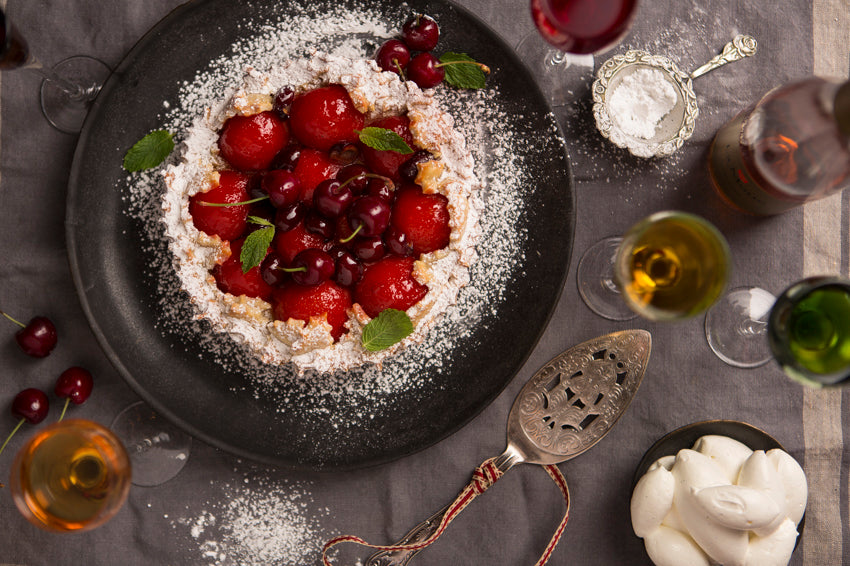 Festive plum-and-cherry tart