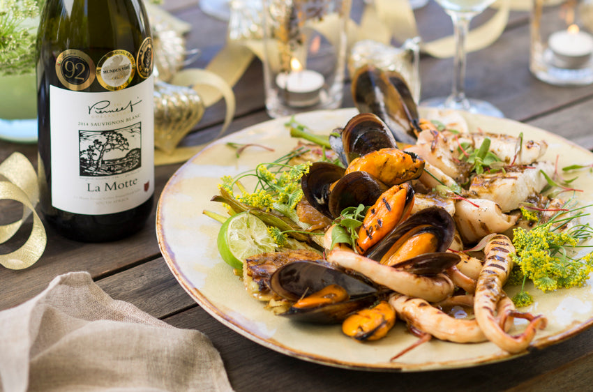 Grilled Cape seafood with fennel-and-lime salad