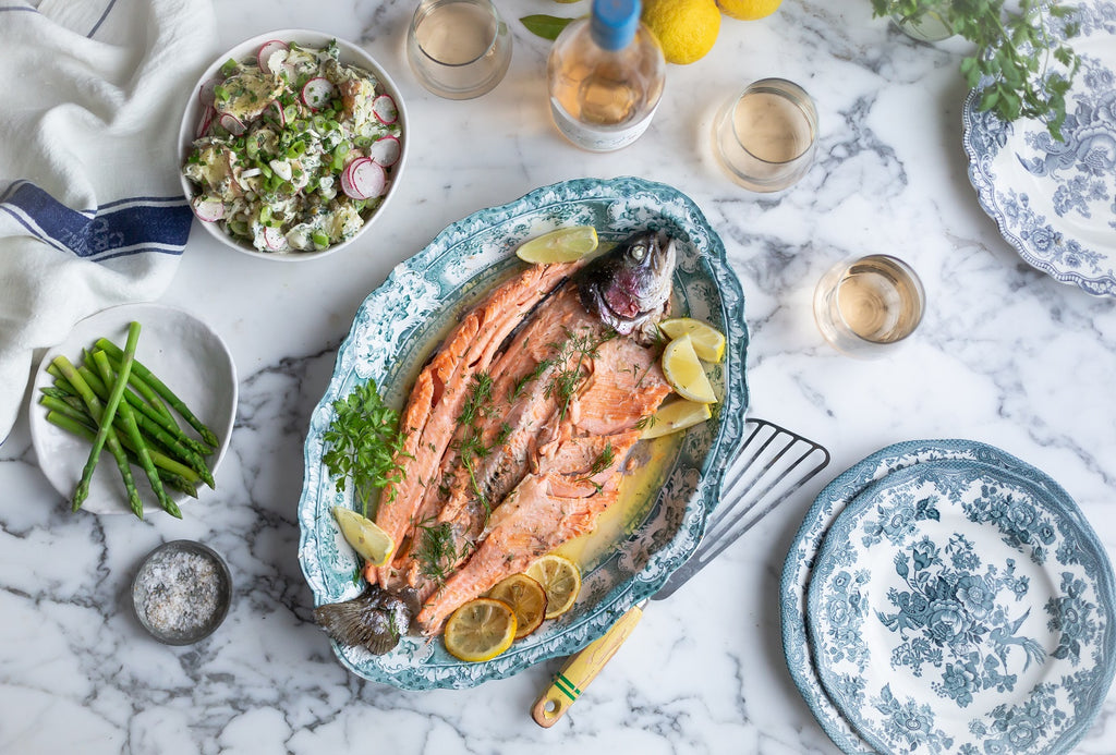 Baked Whole Trout with Lemon & Dill