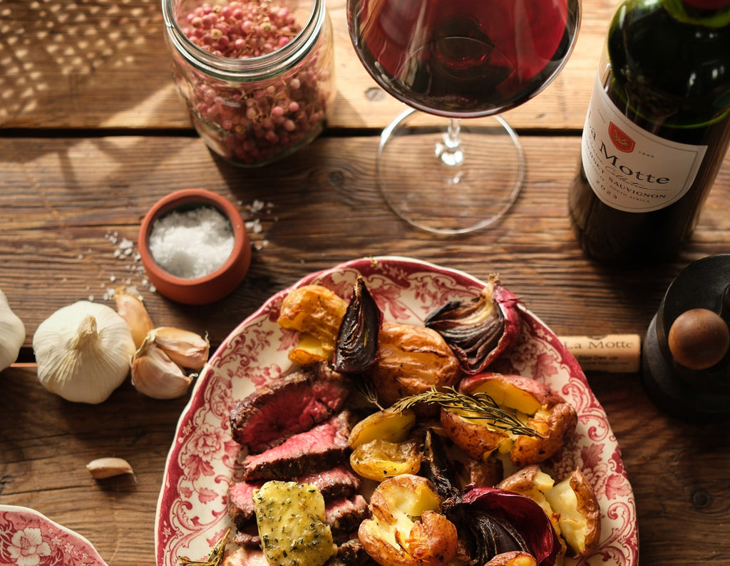 Roasted Garlic & Herb Butter for Ribeye Steak & Cabernet Sauvignon