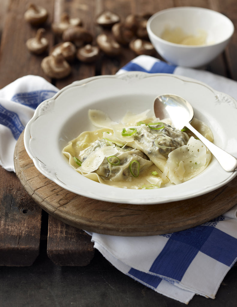 Ravioli with wild mushrooms and goat’s cheese